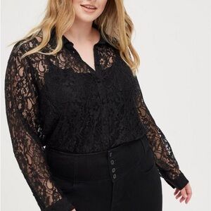 Madison Lace Button-Up Long Sleeve Shirt